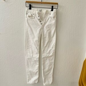 Reformation White Cynthia High Rise Button Fly Straight Jeans 24